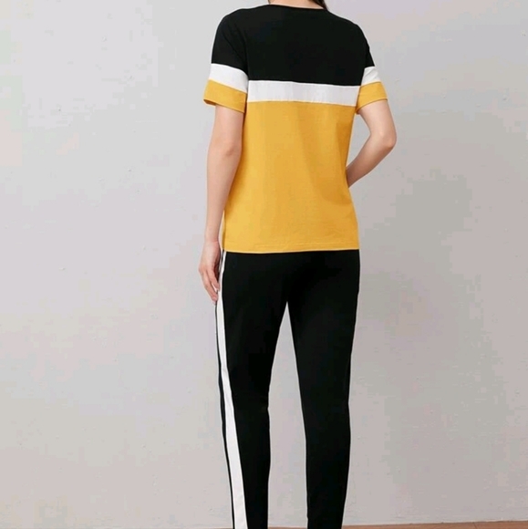 Maternity color block top and pants set - Picture 2 of 2